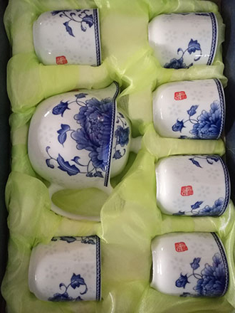 chinese teapot set blue